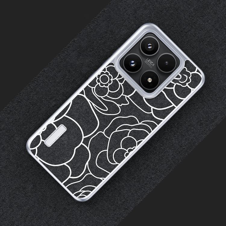 For Xiaomi 17 Embossed Camellia Wool Linen Fabric Magnetic Three Guarantees Phone Case