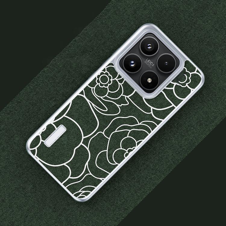 For Xiaomi 17 Embossed Camellia Wool Linen Fabric Magnetic Three Guarantees Phone Case