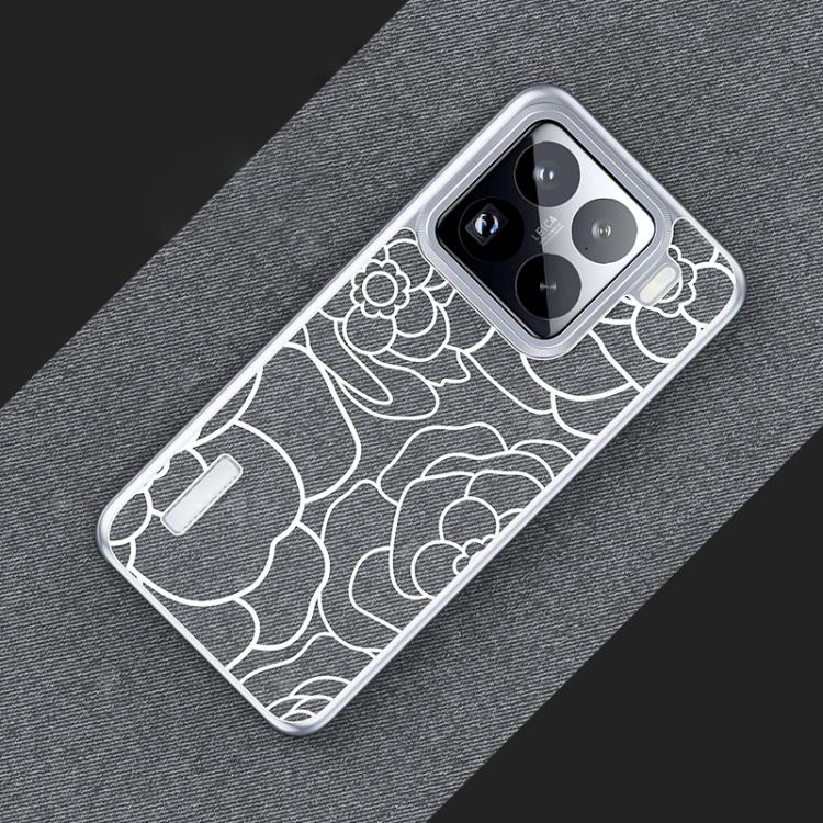 For Xiaomi 15 Pro Embossed Camellia Wool Linen Fabric Magnetic Three Guarantees Phone Case