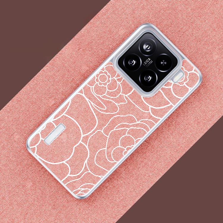 For Xiaomi 15 Embossed Camellia Wool Linen Fabric Magnetic Three Guarantees Phone Case