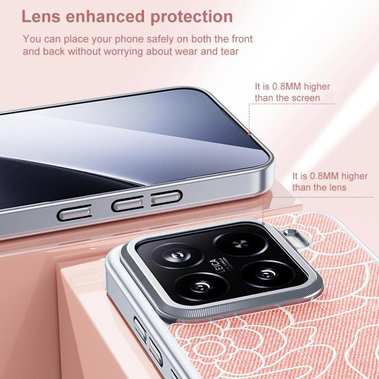 For Xiaomi 15S Pro Embossed Camellia Wool Linen Fabric Magnetic Three Guarantees Phone Case
