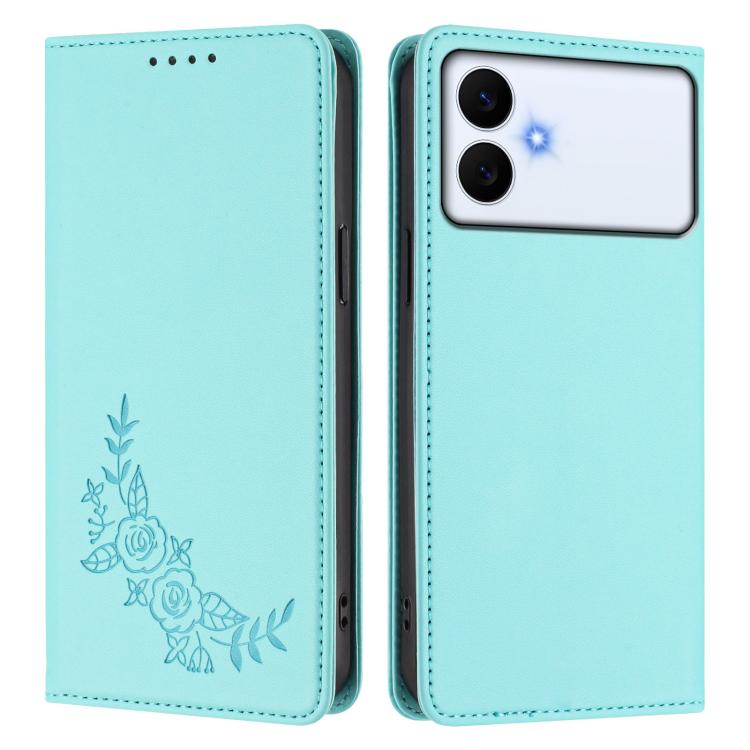 For Galaxy S26 Edge 5G Peony Embossed Magnetic RFID Vegan Leather Phone Case