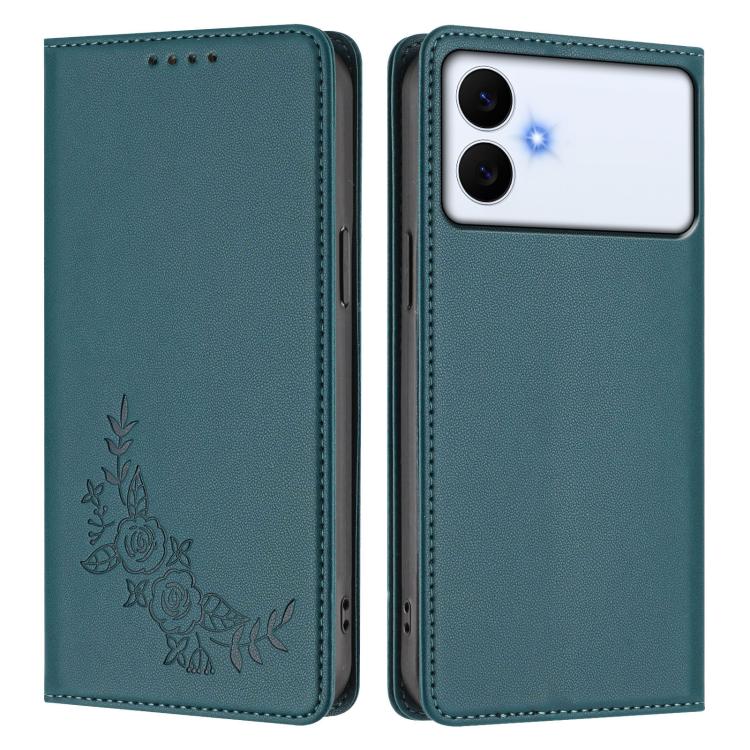 For Galaxy S26 Edge 5G Peony Embossed Magnetic RFID Vegan Leather Phone Case