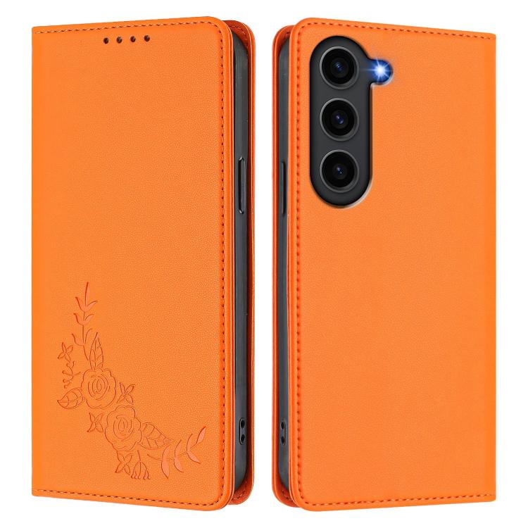 For Galaxy S23 FE 5G Peony Embossed Magnetic RFID Vegan Leather Phone Case