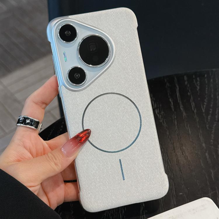 For Huawei Pura 70 Retro Linen Fabric Magnetic Half Coverage Phone Case