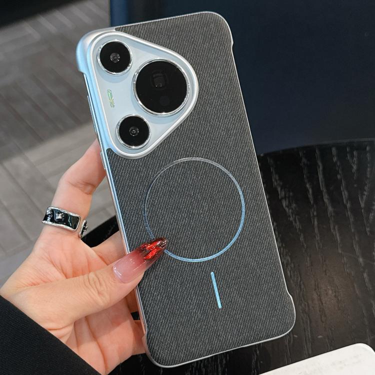 For Huawei Pura 70 Retro Linen Fabric Magnetic Half Coverage Phone Case