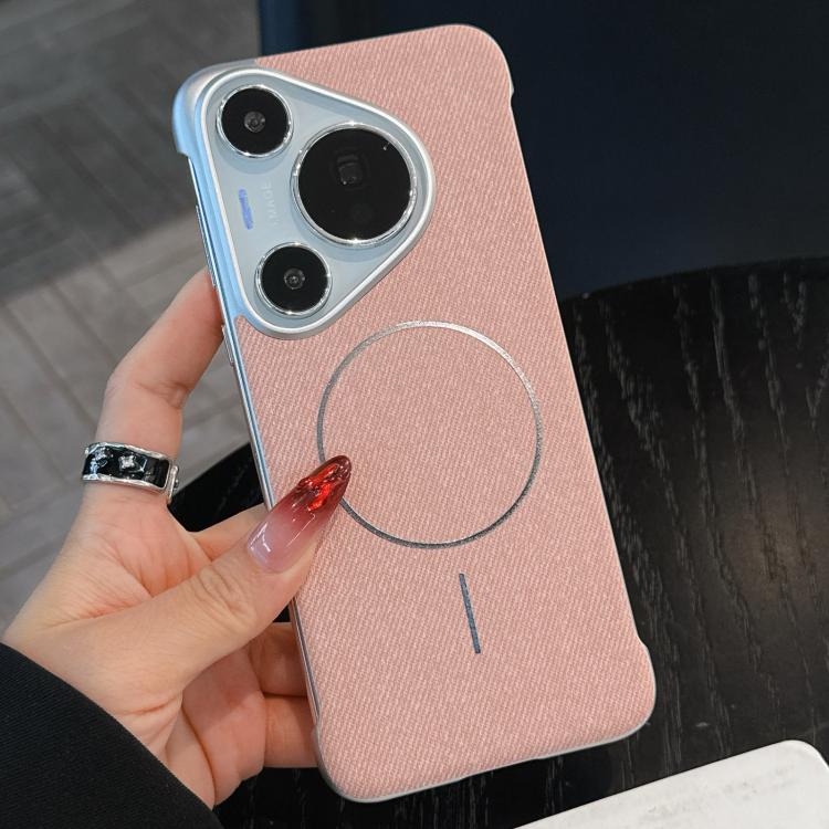 For Huawei Pura 70 Pro Retro Linen Fabric Magnetic Half Coverage Phone Case