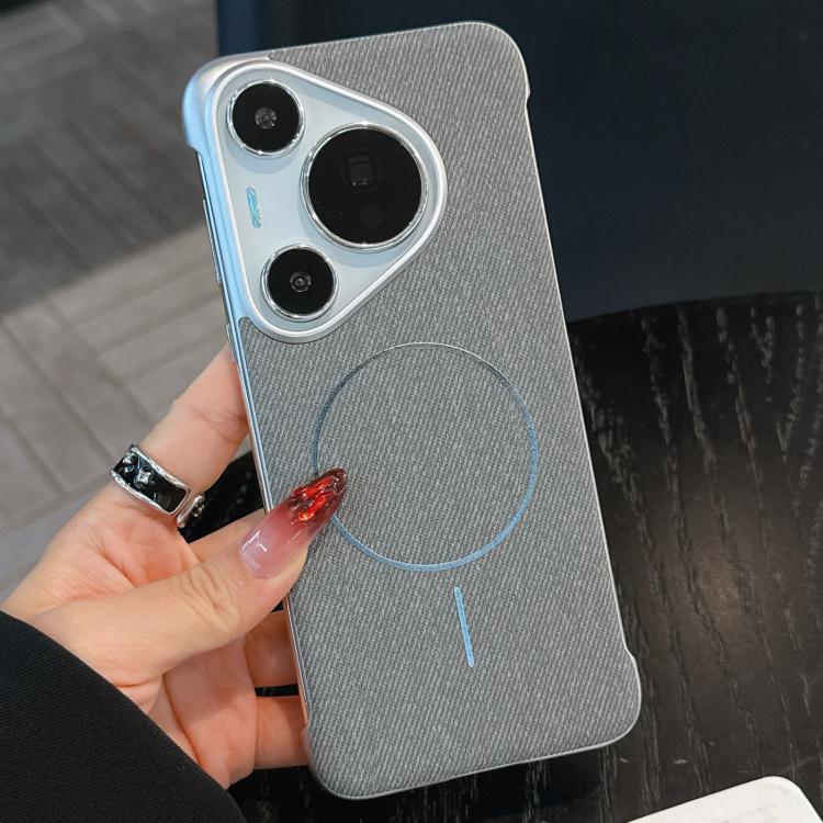 For Huawei Pura 70 Pro Retro Linen Fabric Magnetic Half Coverage Phone Case