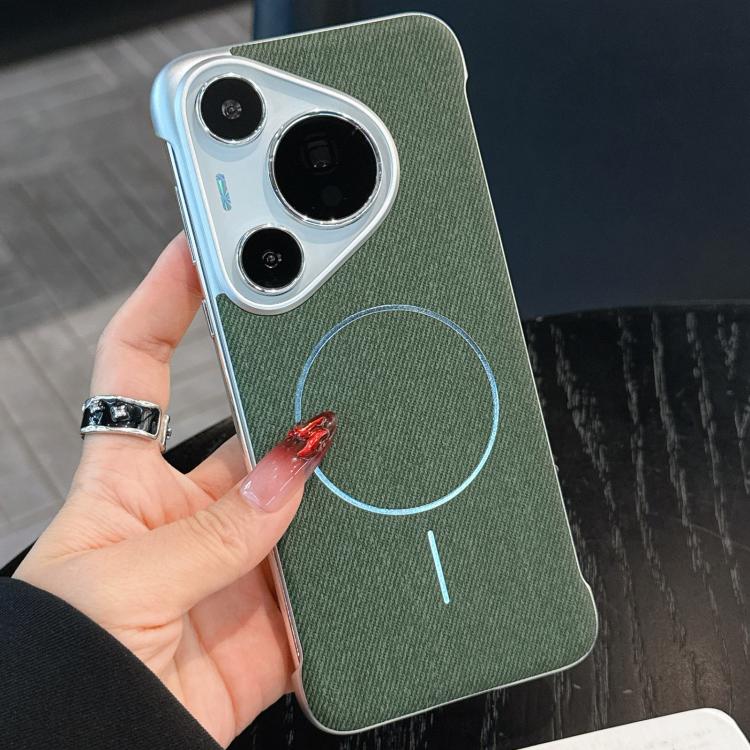For Huawei Pura 70 Pro Retro Linen Fabric Magnetic Half Coverage Phone Case