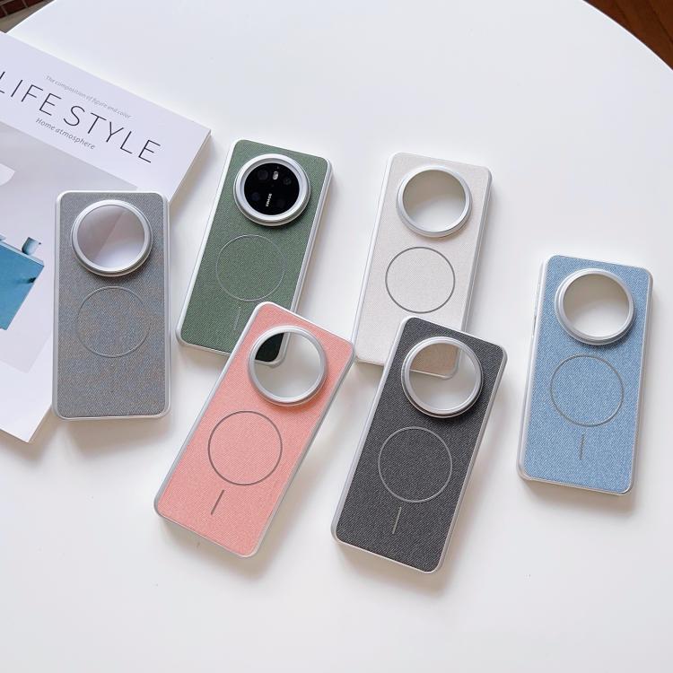 For Huawei Pura 70 Pro Retro Linen Fabric Magnetic Half Coverage Phone Case