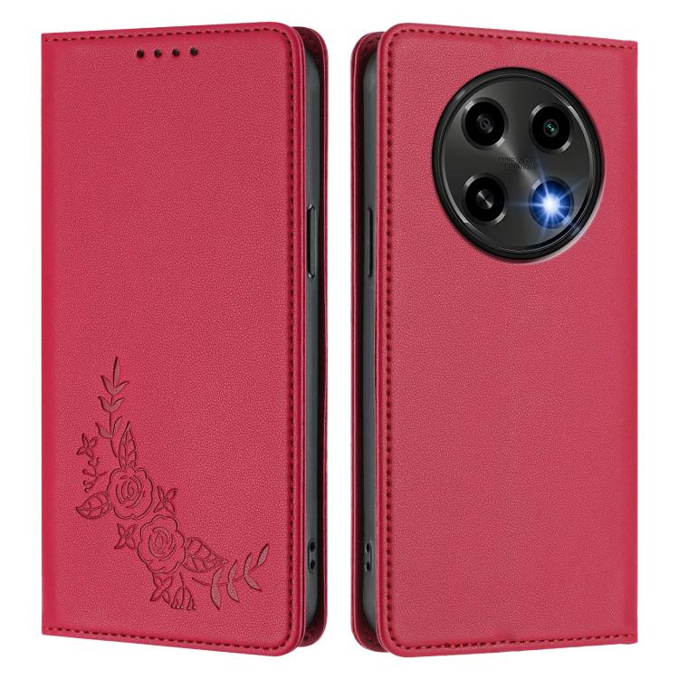 For OPPO A2 Pro / F27 Pro / F27 Pro+ Peony Embossed Magnetic RFID Vegan Leather Phone Case