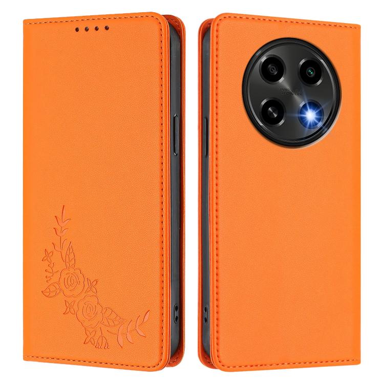 For OPPO A2 Pro / F27 Pro / F27 Pro+ Peony Embossed Magnetic RFID Vegan Leather Phone Case