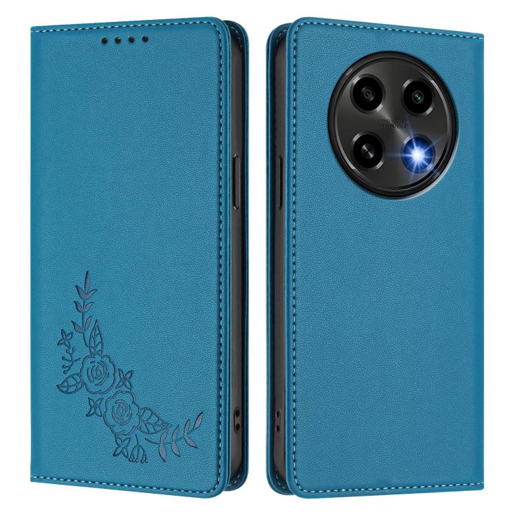 For OPPO A2 Pro / F27 Pro / F27 Pro+ Peony Embossed Magnetic RFID Vegan Leather Phone Case