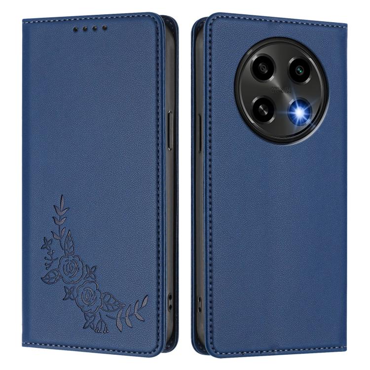 For OPPO A2 Pro / F27 Pro / F27 Pro+ Peony Embossed Magnetic RFID Vegan Leather Phone Case