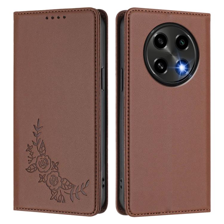For OPPO A2 Pro / F27 Pro / F27 Pro+ Peony Embossed Magnetic RFID Vegan Leather Phone Case