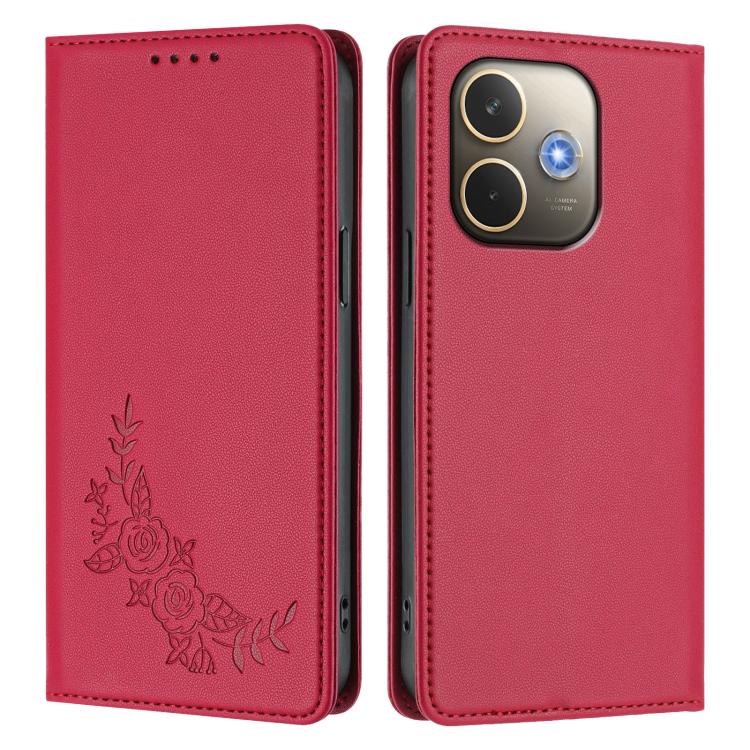 For OPPO A5 Pro 4G / 5G Global Peony Embossed Magnetic RFID Vegan Leather Phone Case