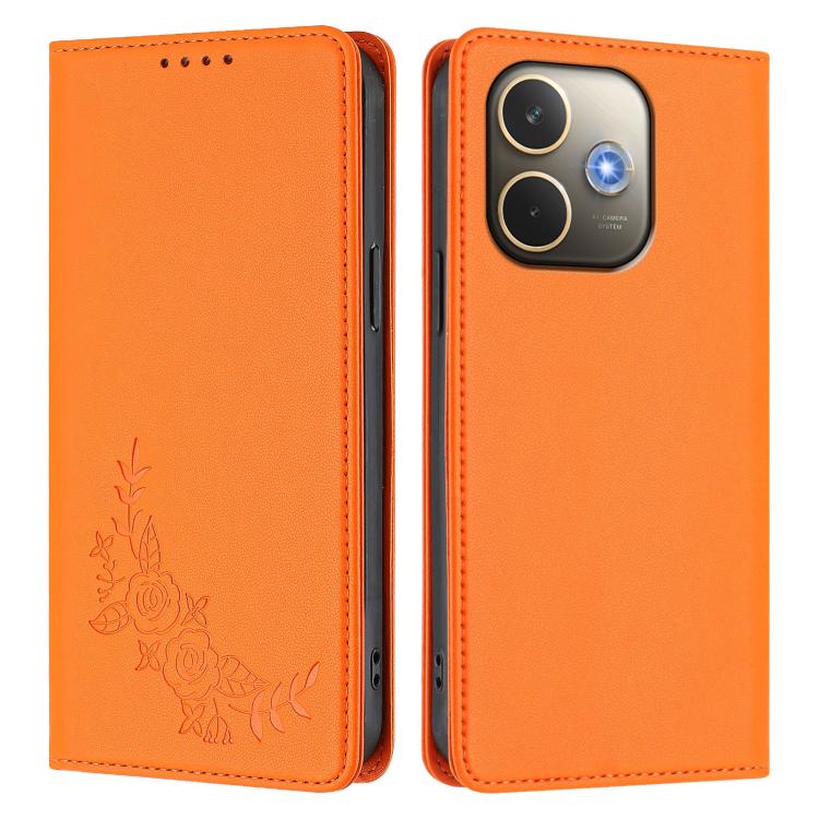 For OPPO A5 Pro 4G / 5G Global Peony Embossed Magnetic RFID Vegan Leather Phone Case