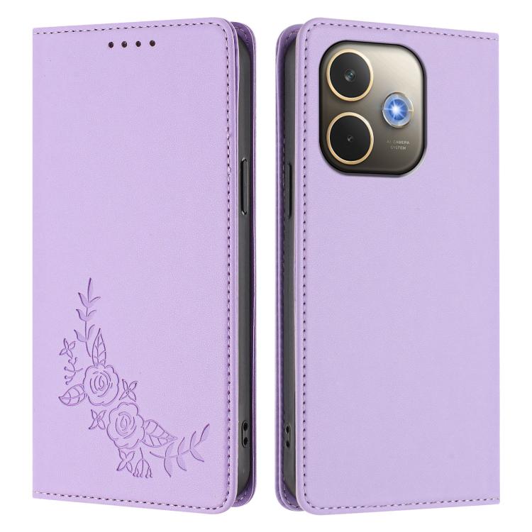 For OPPO A5 Pro 4G / 5G Global Peony Embossed Magnetic RFID Vegan Leather Phone Case