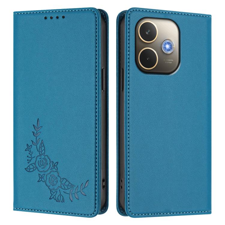 For OPPO A5 Pro 4G / 5G Global Peony Embossed Magnetic RFID Vegan Leather Phone Case