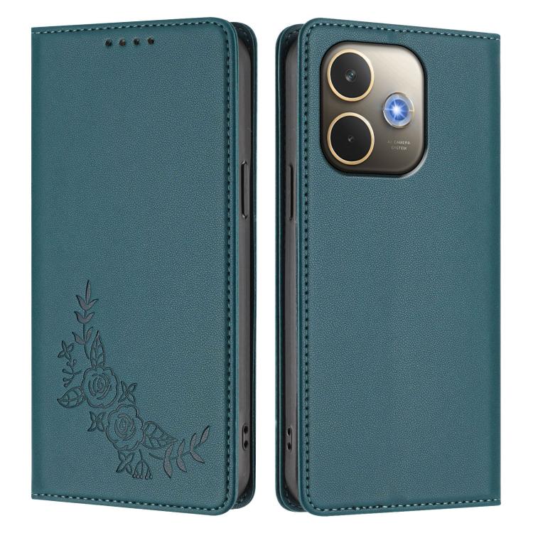 For OPPO A5 Pro 4G / 5G Global Peony Embossed Magnetic RFID Vegan Leather Phone Case