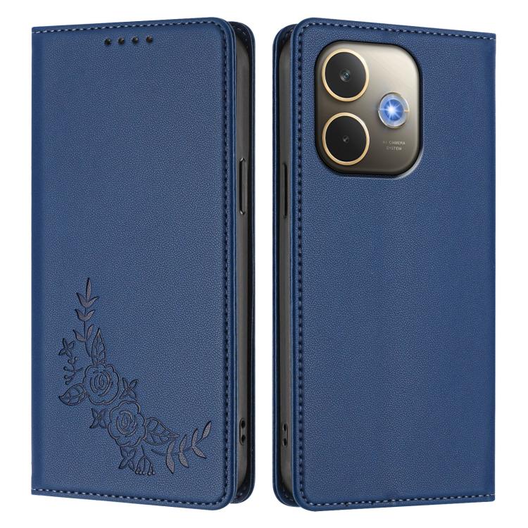 For OPPO A5 Pro 4G / 5G Global Peony Embossed Magnetic RFID Vegan Leather Phone Case