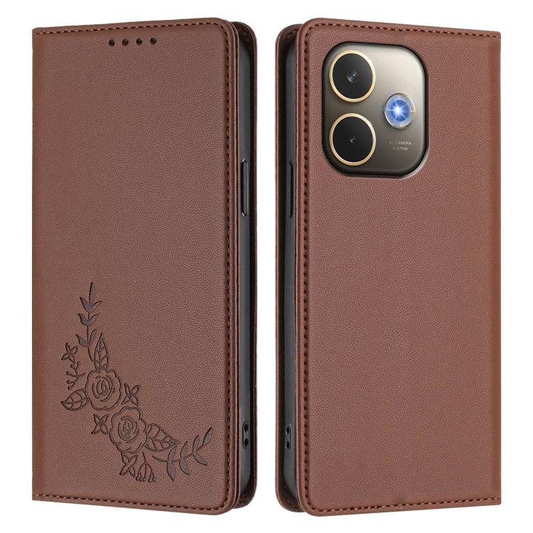 For OPPO A5 Pro 4G / 5G Global Peony Embossed Magnetic RFID Vegan Leather Phone Case