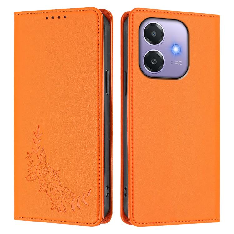 For OPPO A5x 4G / 5G / A3 4G / 5G Peony Embossed Magnetic RFID Vegan Leather Phone Case