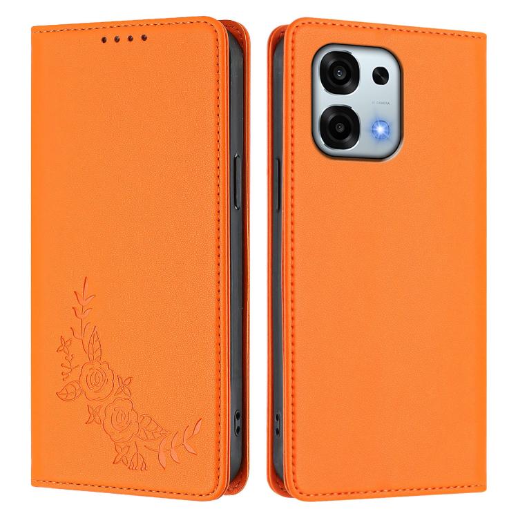 For OPPO A6 Pro 4G / 5G Global / F31 5G Peony Embossed Magnetic RFID Vegan Leather Phone Case