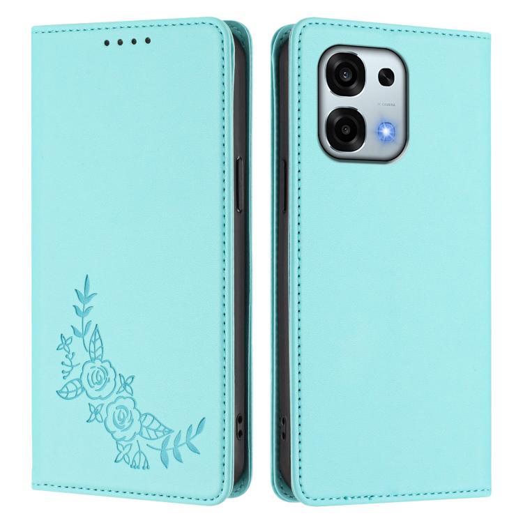 For OPPO A6 Pro 4G / 5G Global / F31 5G Peony Embossed Magnetic RFID Vegan Leather Phone Case