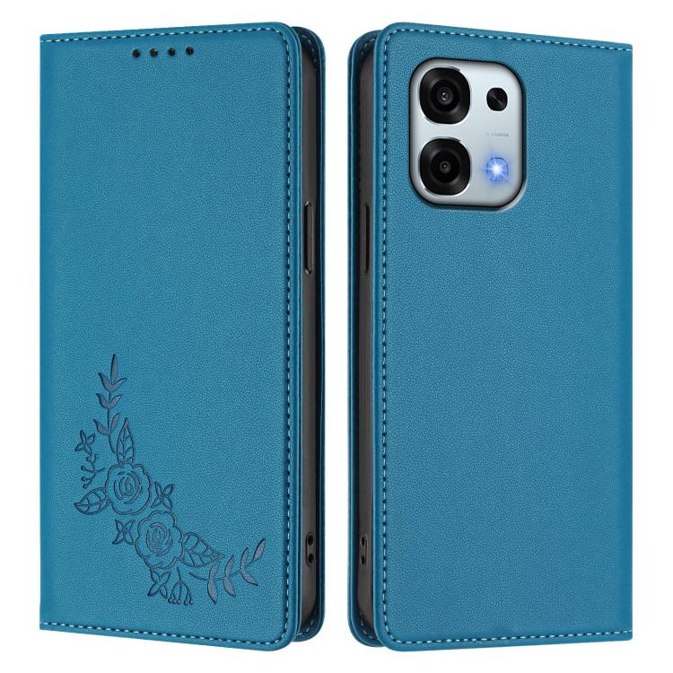 For OPPO A6 Pro 4G / 5G Global / F31 5G Peony Embossed Magnetic RFID Vegan Leather Phone Case
