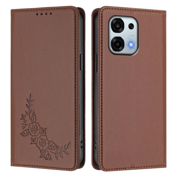 For OPPO A6 Pro 4G / 5G Global / F31 5G Peony Embossed Magnetic RFID Vegan Leather Phone Case