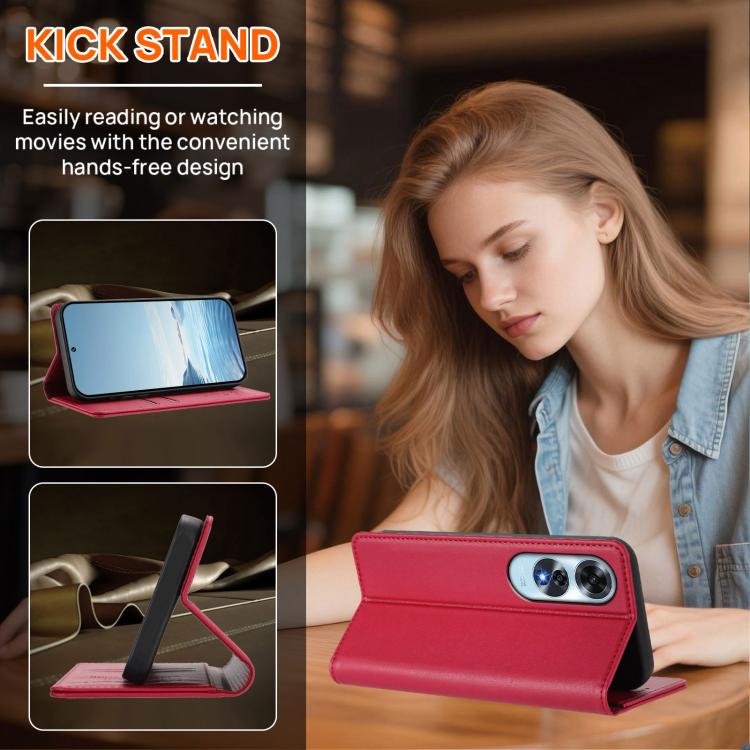 For OPPO A60 4G Global Peony Embossed Magnetic RFID Vegan Leather Phone Case