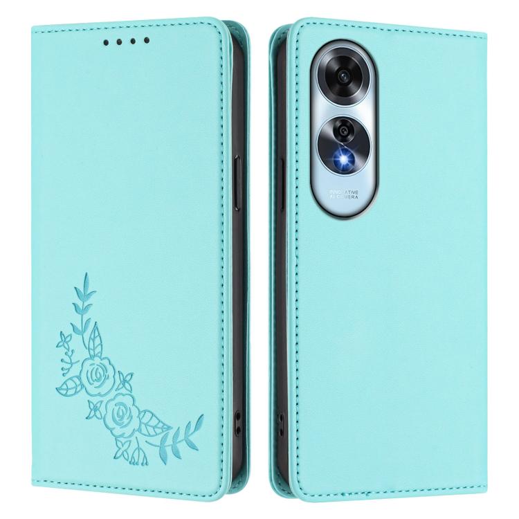 For OPPO A60 4G Global Peony Embossed Magnetic RFID Vegan Leather Phone Case