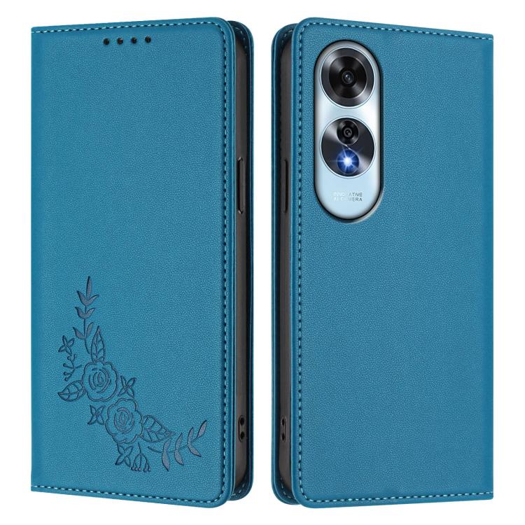 For OPPO A60 4G Global Peony Embossed Magnetic RFID Vegan Leather Phone Case