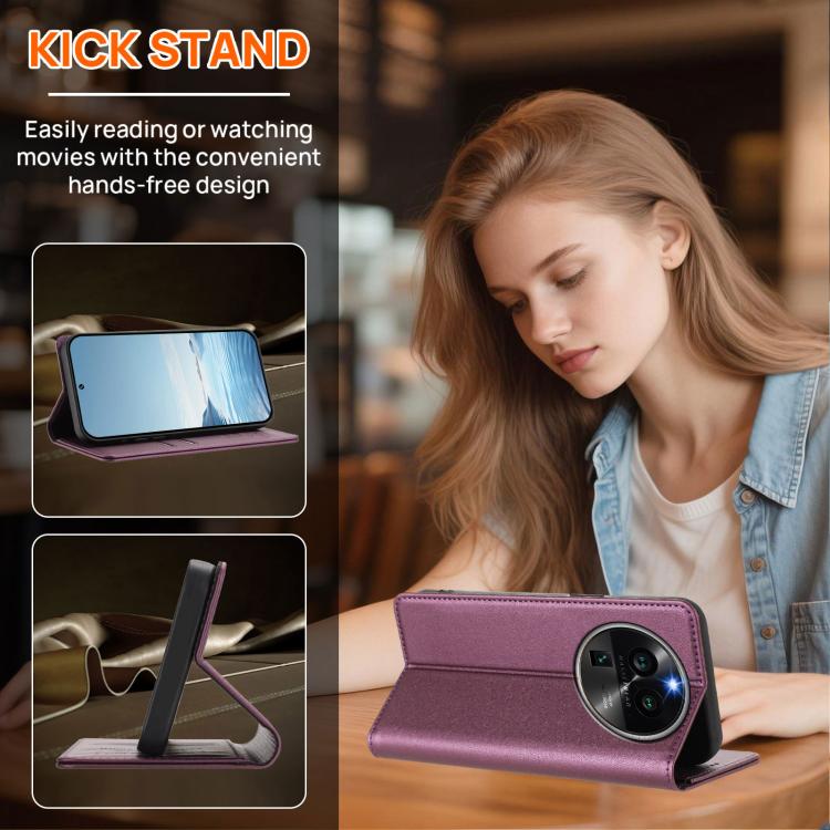 For OPPO Find X6 Pro Peony Embossed Magnetic RFID Vegan Leather Phone Case