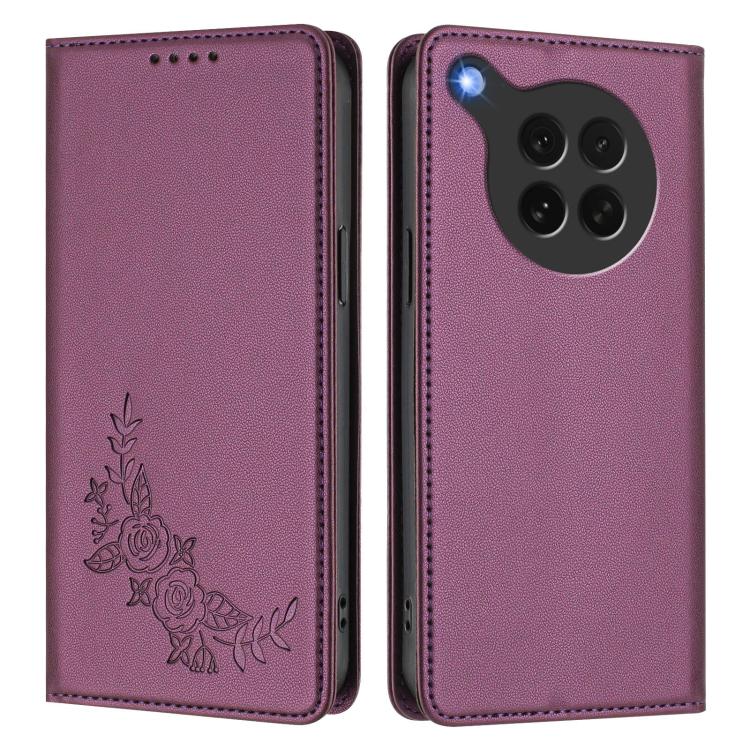 For OPPO Find X8s Peony Embossed Magnetic RFID Vegan Leather Phone Case
