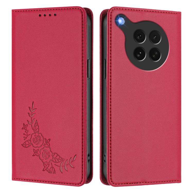 For OPPO Find X8s Peony Embossed Magnetic RFID Vegan Leather Phone Case