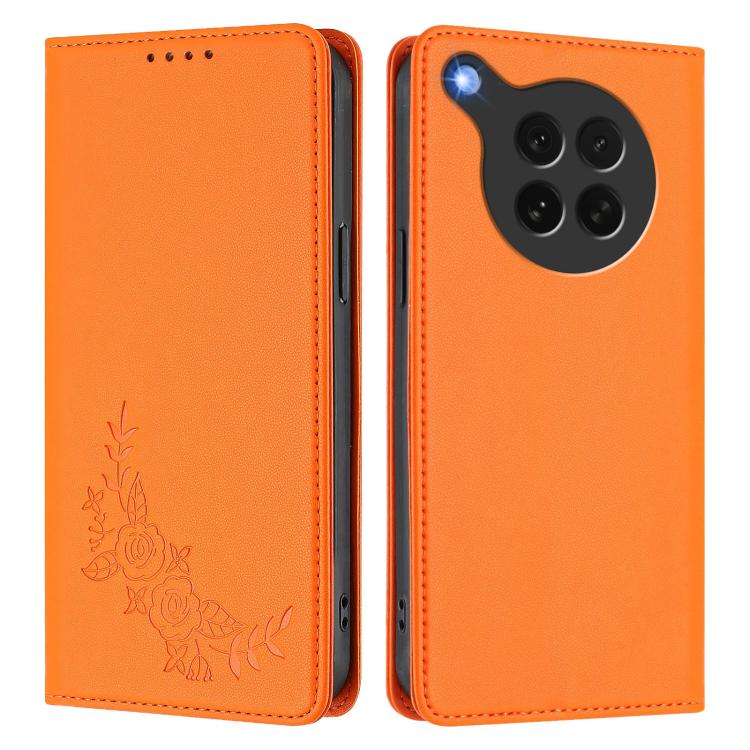 For OPPO Find X8s Peony Embossed Magnetic RFID Vegan Leather Phone Case