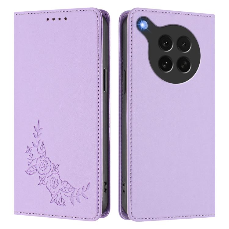 For OPPO Find X8s Peony Embossed Magnetic RFID Vegan Leather Phone Case