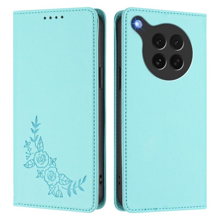 For OPPO Find X8s Peony Embossed Magnetic RFID Vegan Leather Phone Case