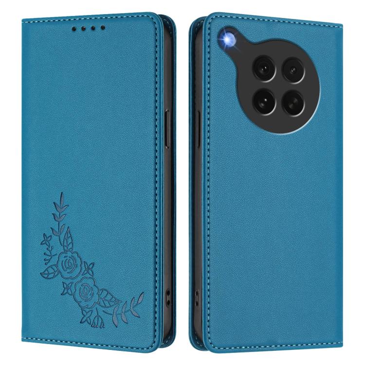 For OPPO Find X8s Peony Embossed Magnetic RFID Vegan Leather Phone Case