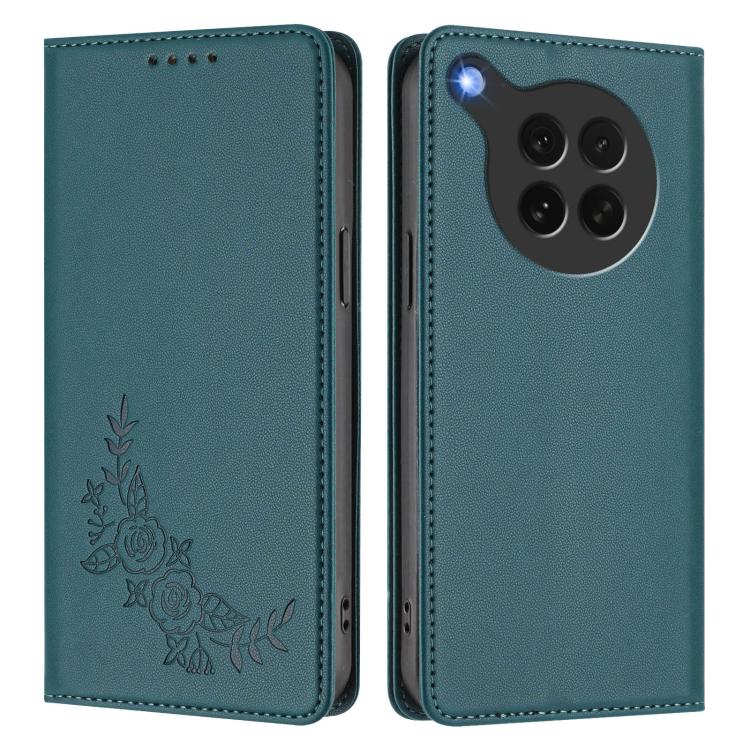 For OPPO Find X8s Peony Embossed Magnetic RFID Vegan Leather Phone Case