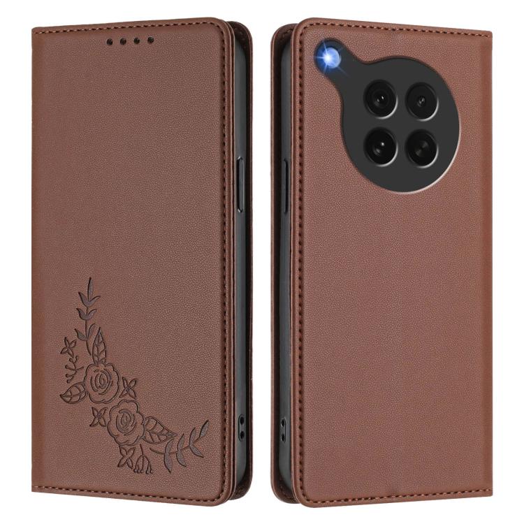 For OPPO Find X8s Peony Embossed Magnetic RFID Vegan Leather Phone Case