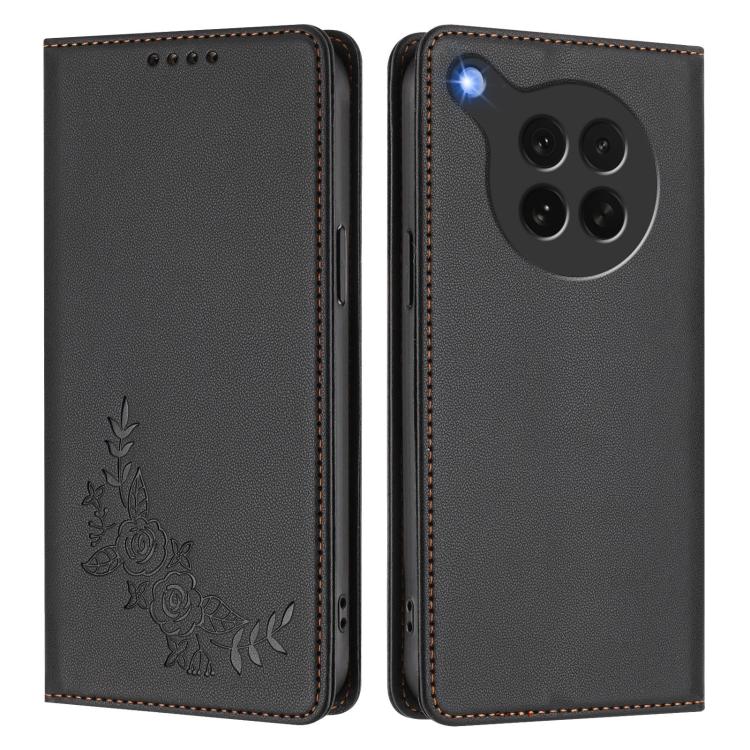 For OPPO Find X8s Peony Embossed Magnetic RFID Vegan Leather Phone Case