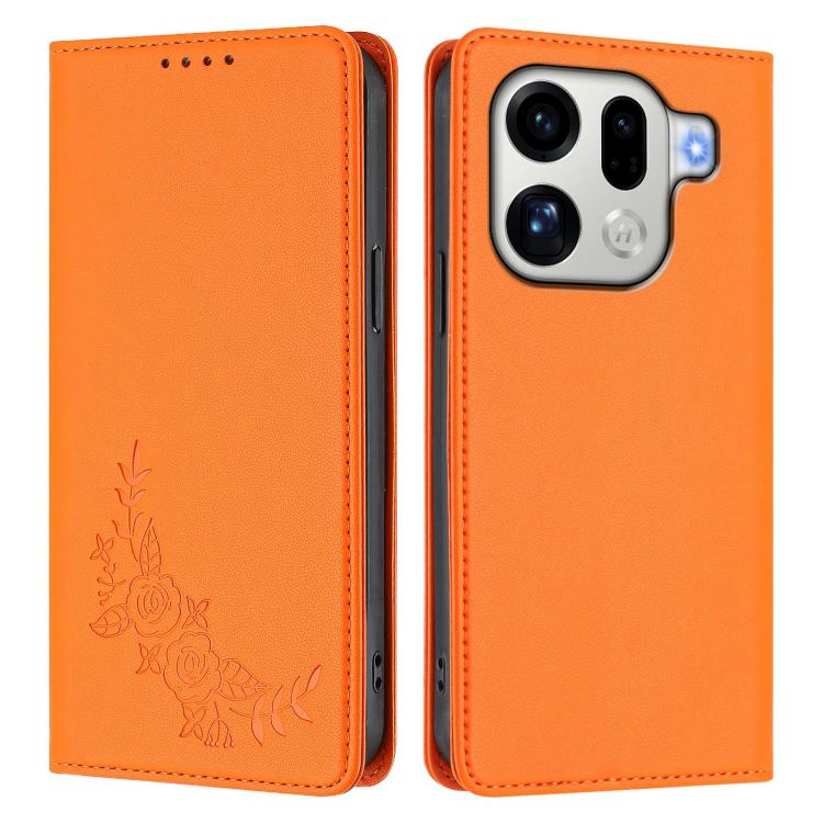 For OPPO Find X9 Pro Peony Embossed Magnetic RFID Vegan Leather Phone Case