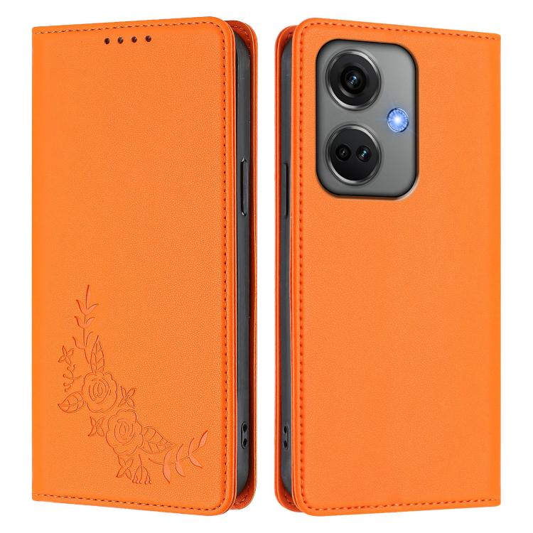 For OPPO K11 Peony Embossed Magnetic RFID Vegan Leather Phone Case