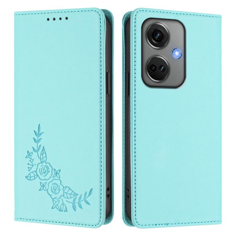 For OPPO K11 Peony Embossed Magnetic RFID Vegan Leather Phone Case