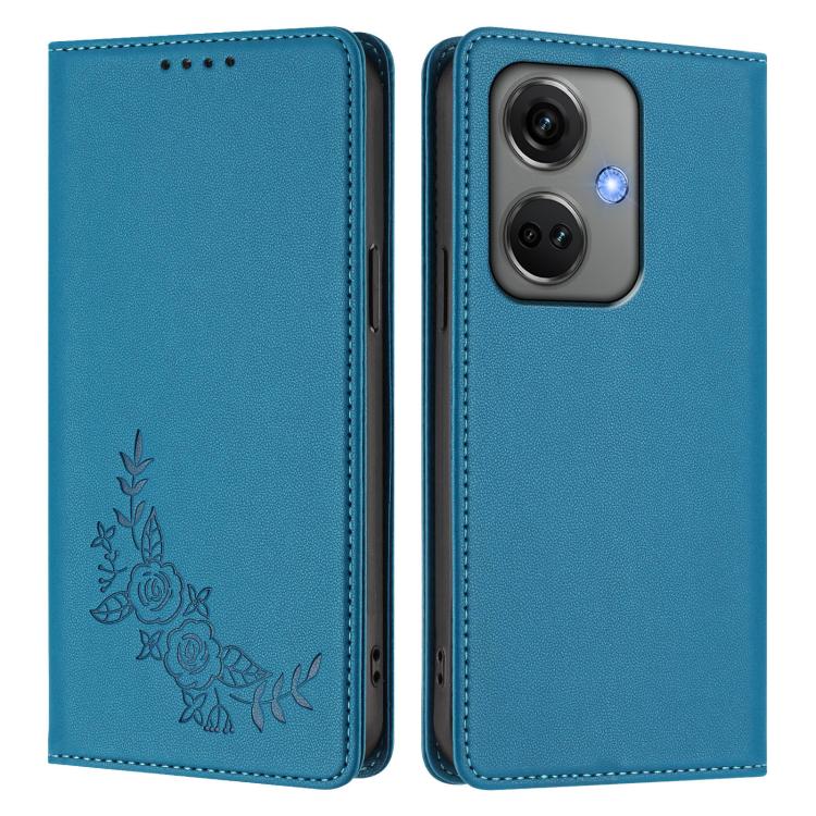 For OPPO K11 Peony Embossed Magnetic RFID Vegan Leather Phone Case