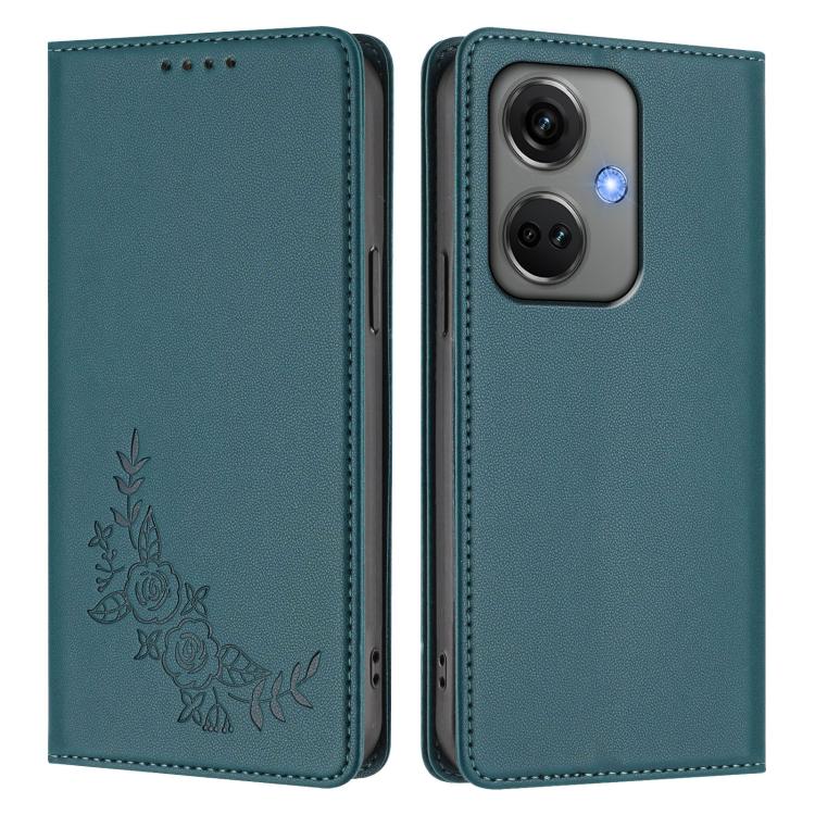 For OPPO K11 Peony Embossed Magnetic RFID Vegan Leather Phone Case