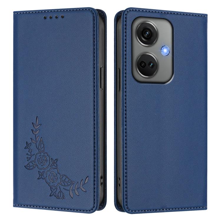 For OPPO K11 Peony Embossed Magnetic RFID Vegan Leather Phone Case
